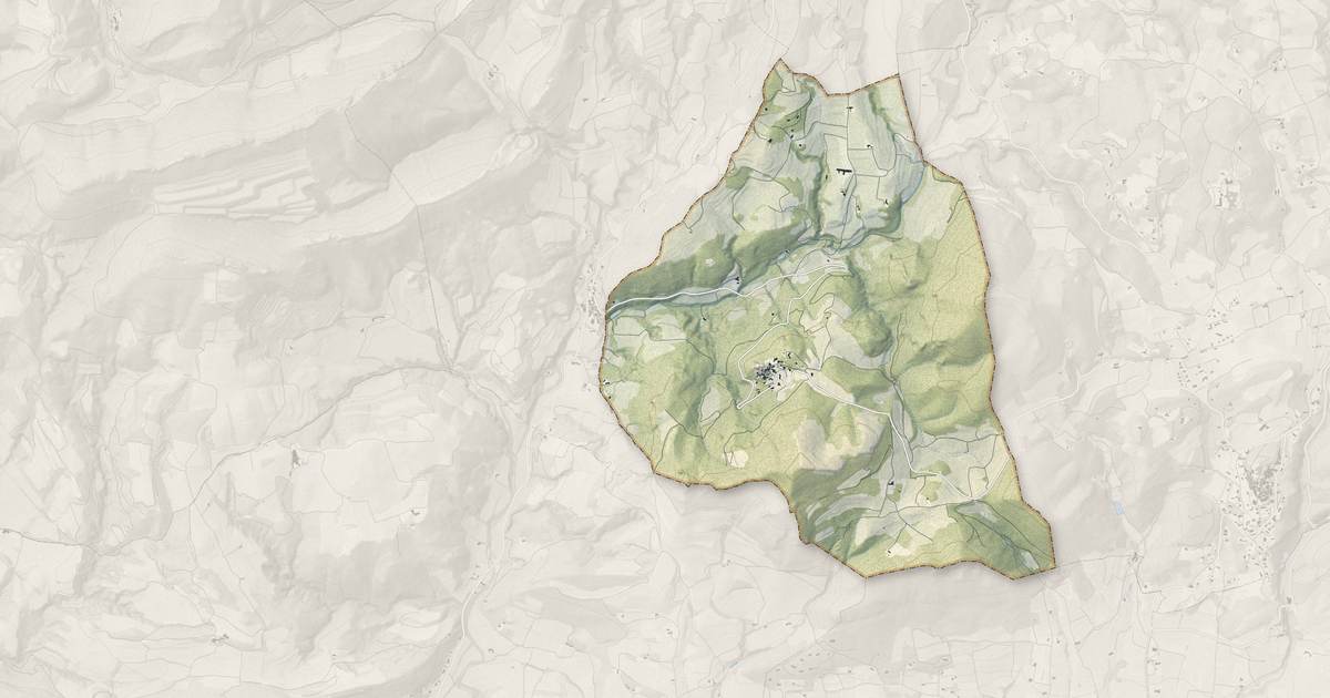 Portrait cartographique de La Roque-Alric : relief, eau, forêts, bâti et voies, calculés à partir des données de l'IGN