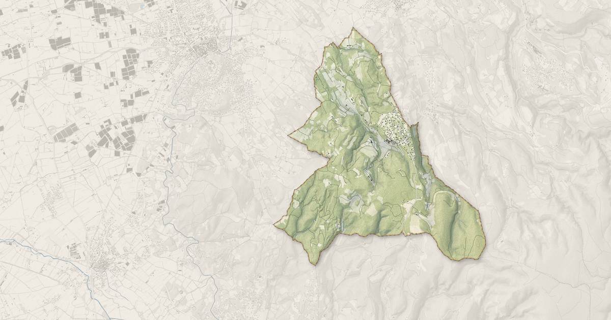 Portrait cartographique de La Roque-sur-Pernes : relief, eau, forêts, bâti et voies, calculés à partir des données de l'IGN