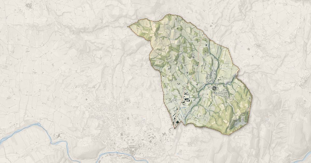 Portrait cartographique de Saint-Romain-en-Viennois : relief, eau, forêts, bâti et voies, calculés à partir des données de l'IGN