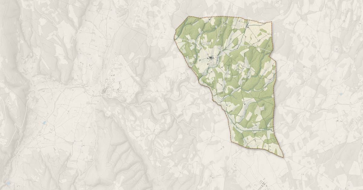 Portrait cartographique de Saint-Trinit : relief, eau, forêts, bâti et voies, calculés à partir des données de l'IGN