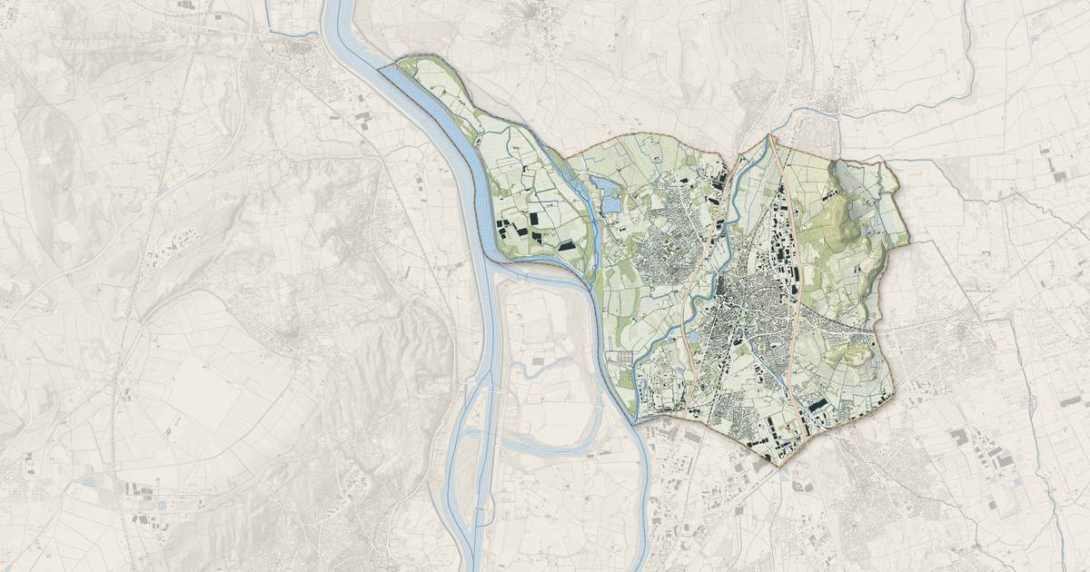 Portrait cartographique de Sorgues : relief, eau, forêts, bâti et voies, calculés à partir des données de l'IGN