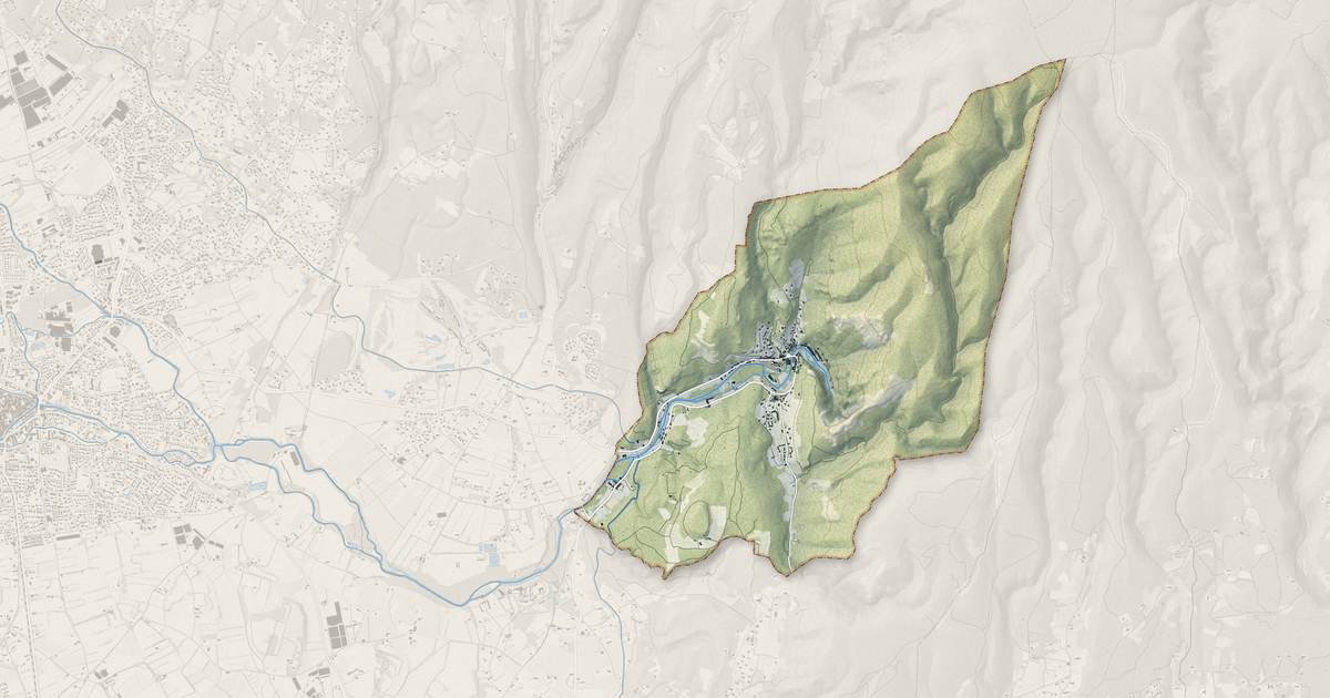Portrait cartographique de Fontaine-de-Vaucluse : relief, eau, forêts, bâti et voies, calculés à partir des données de l'IGN