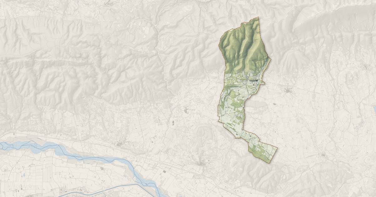 Portrait cartographique de Vaugines : relief, eau, forêts, bâti et voies, calculés à partir des données de l'IGN