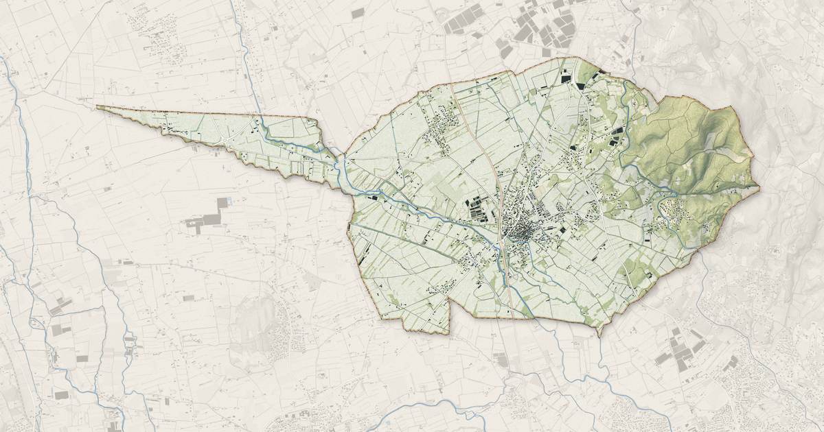 Portrait cartographique de Velleron : relief, eau, forêts, bâti et voies, calculés à partir des données de l'IGN