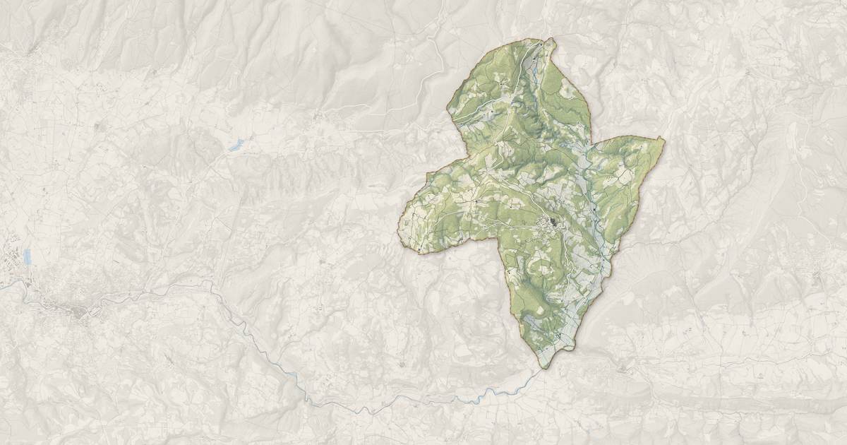 Portrait cartographique de Viens : relief, eau, forêts, bâti et voies, calculés à partir des données de l'IGN