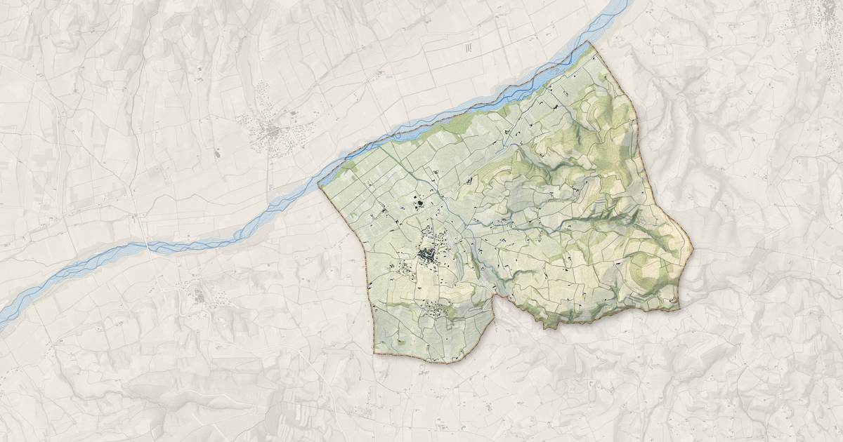 Portrait cartographique de Villedieu : relief, eau, forêts, bâti et voies, calculés à partir des données de l'IGN