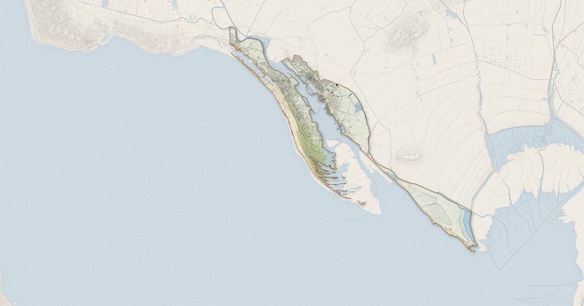 Portrait cartographique de L'Aiguillon-la-Presqu'île : relief, eau, forêts, bâti et voies, calculés à partir des données de l'IGN