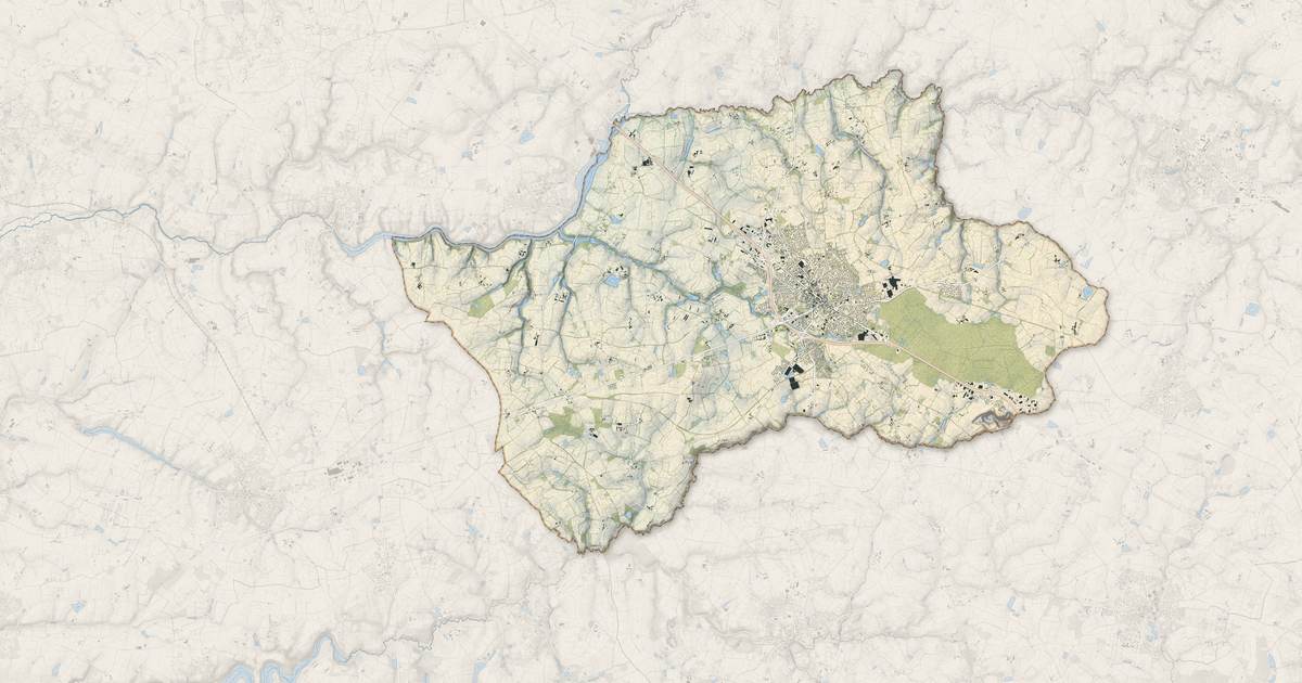 Portrait cartographique de Aizenay : relief, eau, forêts, bâti et voies, calculés à partir des données de l'IGN
