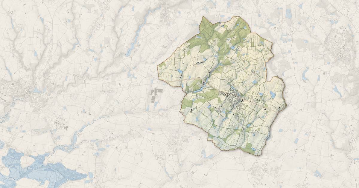 Portrait cartographique de Avrillé : relief, eau, forêts, bâti et voies, calculés à partir des données de l'IGN