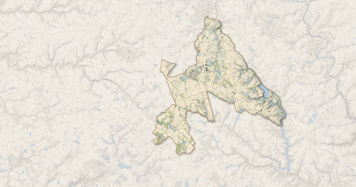Portrait cartographique de La Boissière-des-Landes : relief, eau, forêts, bâti et voies, calculés à partir des données de l'IGN