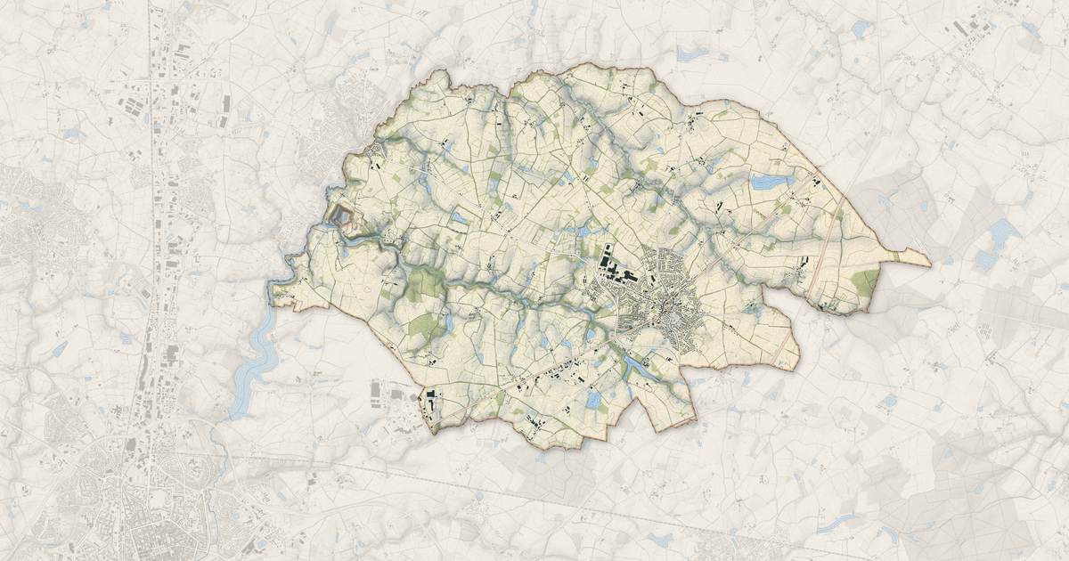 Portrait cartographique de La Ferrière : relief, eau, forêts, bâti et voies, calculés à partir des données de l'IGN