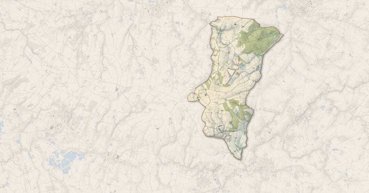Portrait cartographique de Grand'Landes : relief, eau, forêts, bâti et voies, calculés à partir des données de l'IGN