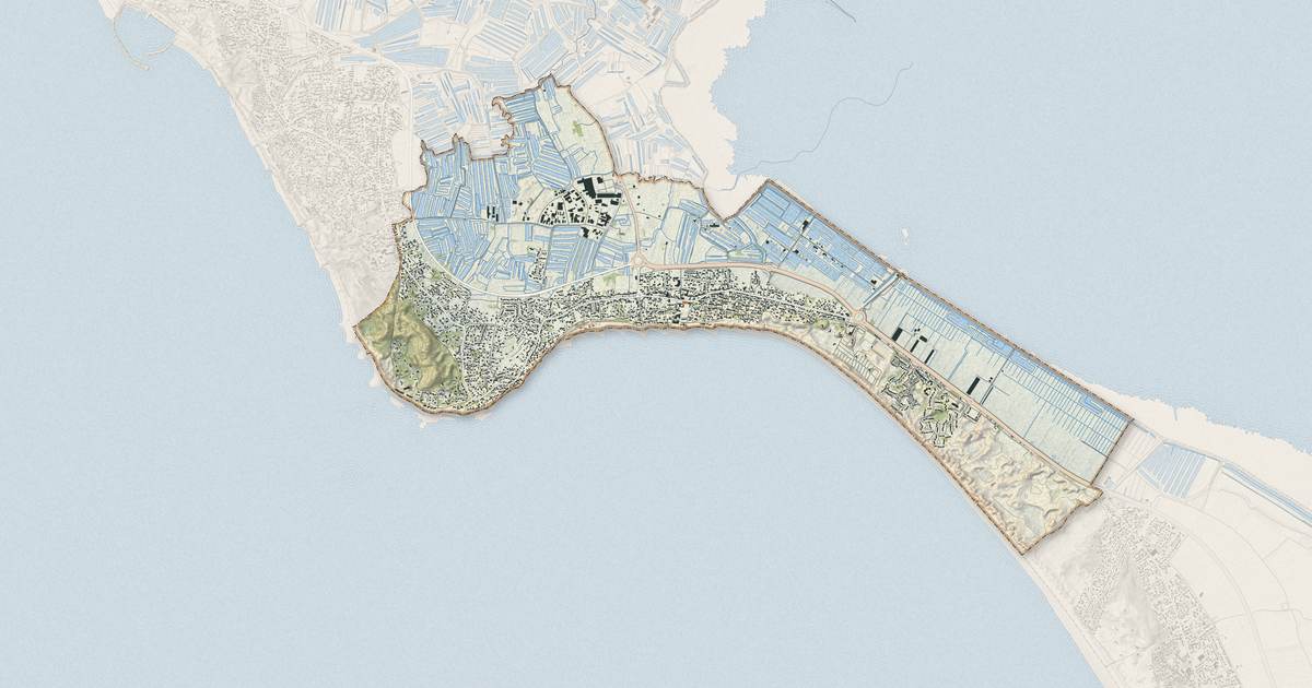 Portrait cartographique de La Guérinière : relief, eau, forêts, bâti et voies, calculés à partir des données de l'IGN