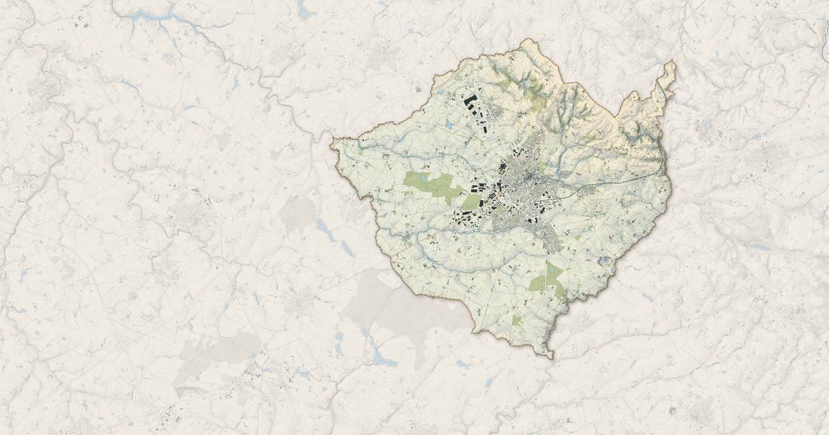 Portrait cartographique de Les Herbiers : relief, eau, forêts, bâti et voies, calculés à partir des données de l'IGN