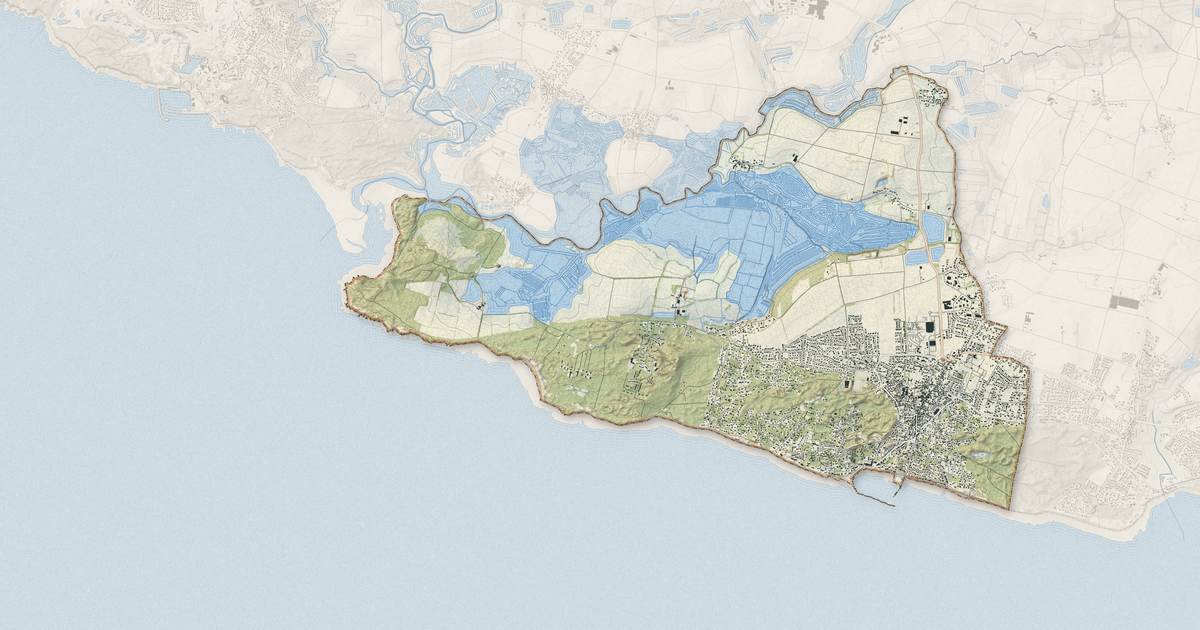 Portrait cartographique de Jard-sur-Mer : relief, eau, forêts, bâti et voies, calculés à partir des données de l'IGN