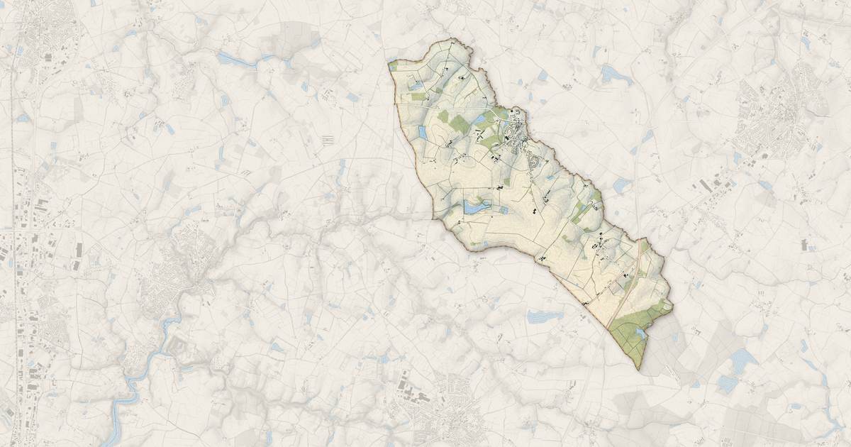 Portrait cartographique de La Merlatière : relief, eau, forêts, bâti et voies, calculés à partir des données de l'IGN