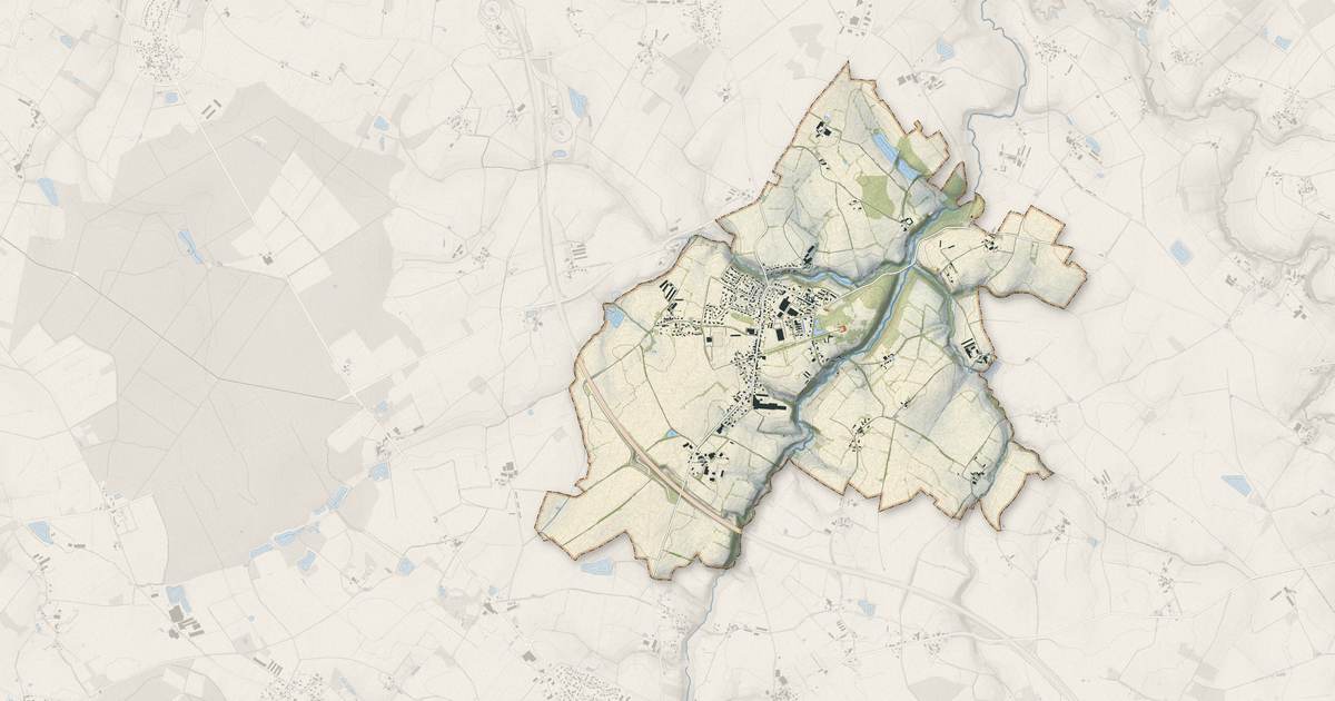 Portrait cartographique de La Rabatelière : relief, eau, forêts, bâti et voies, calculés à partir des données de l'IGN