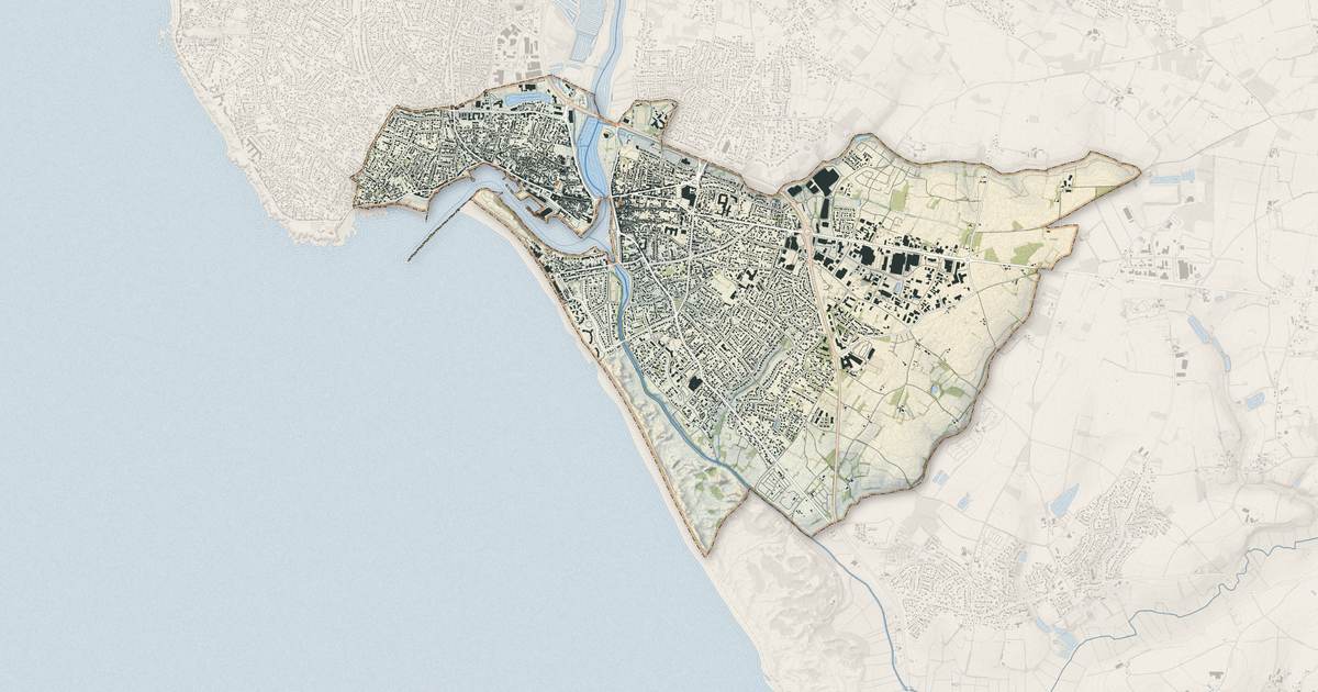 Portrait cartographique de Saint-Gilles-Croix-de-Vie : relief, eau, forêts, bâti et voies, calculés à partir des données de l'IGN