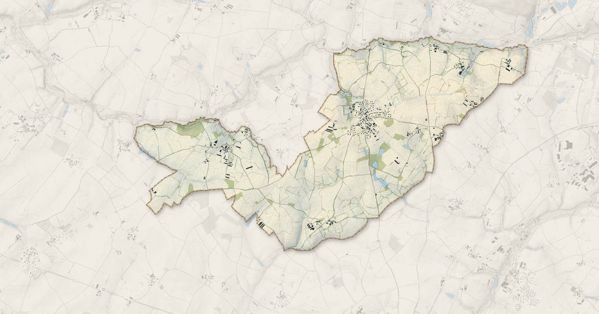 Portrait cartographique de Saint-Maurice-le-Girard : relief, eau, forêts, bâti et voies, calculés à partir des données de l'IGN