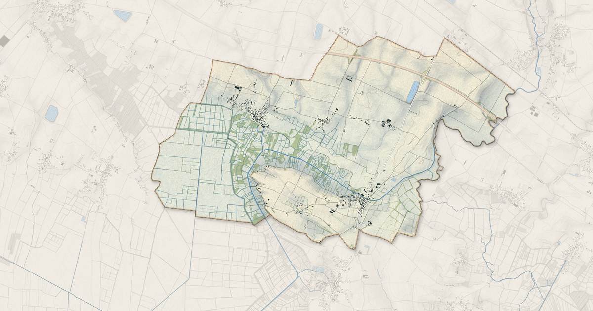 Portrait cartographique de Saint-Pierre-le-Vieux : relief, eau, forêts, bâti et voies, calculés à partir des données de l'IGN