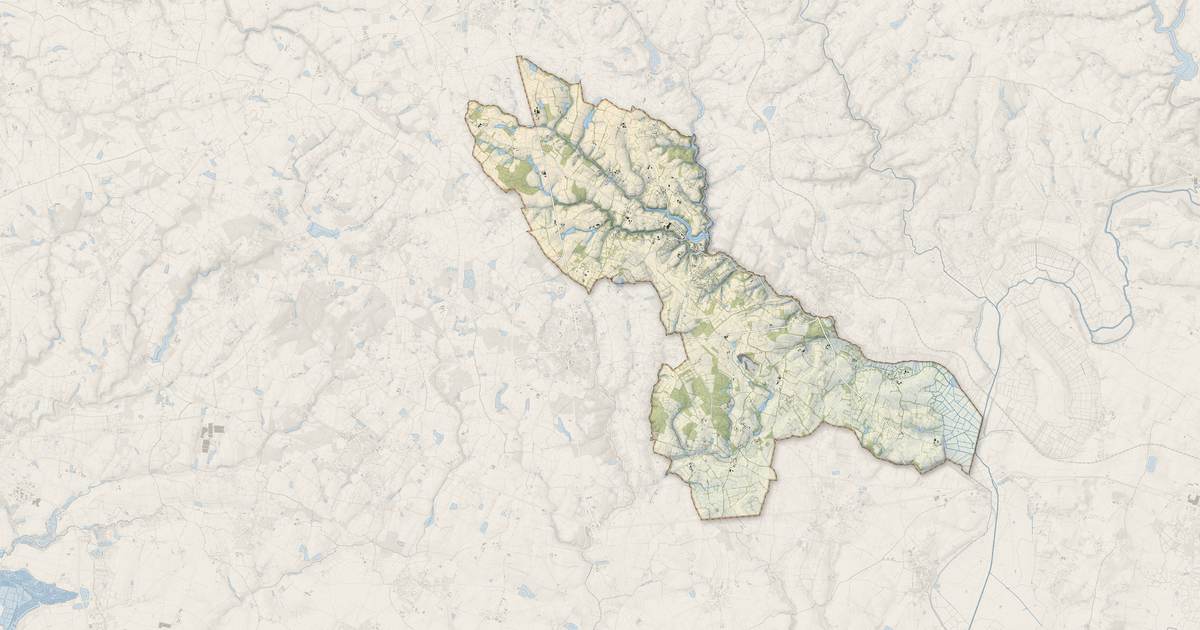 Portrait cartographique de Saint-Vincent-sur-Graon : relief, eau, forêts, bâti et voies, calculés à partir des données de l'IGN