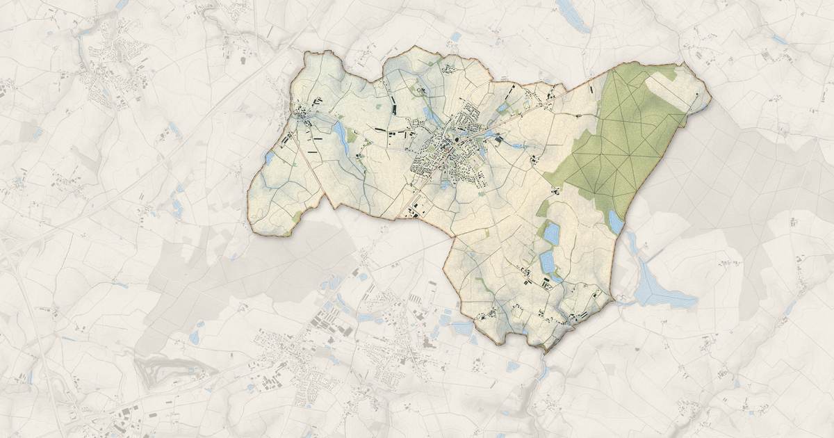 Portrait cartographique de Vendrennes : relief, eau, forêts, bâti et voies, calculés à partir des données de l'IGN