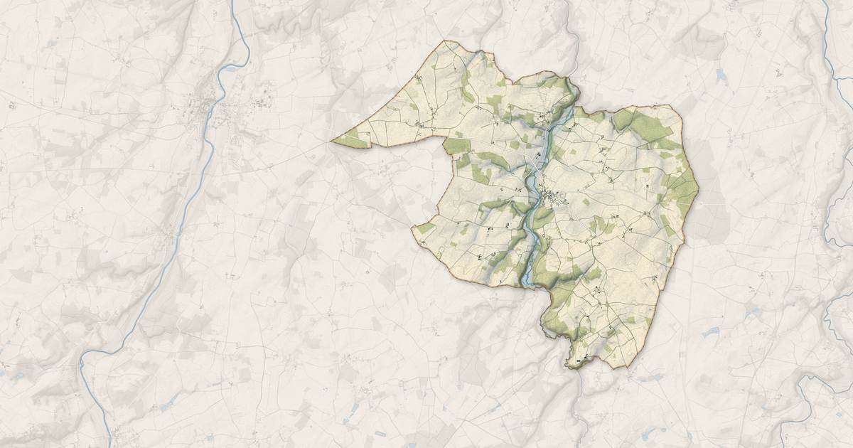 Portrait cartographique de Béthines : relief, eau, forêts, bâti et voies, calculés à partir des données de l'IGN