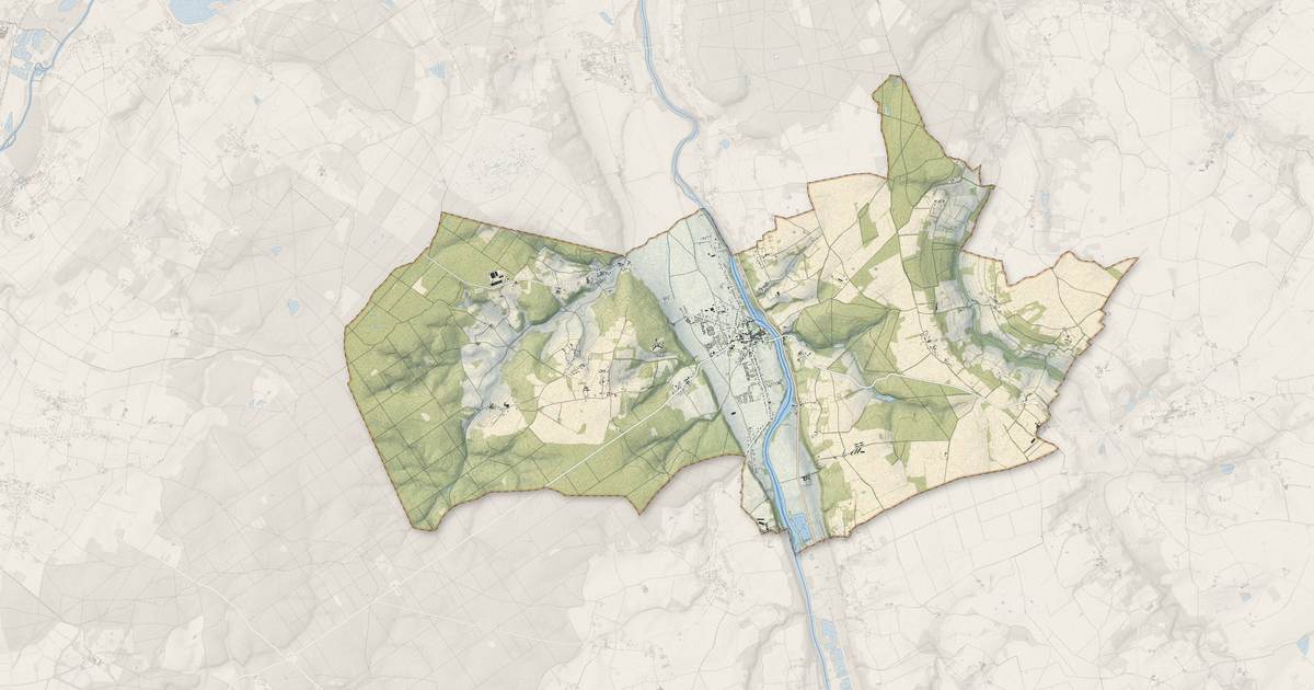 Portrait cartographique de Bonneuil-Matours : relief, eau, forêts, bâti et voies, calculés à partir des données de l'IGN