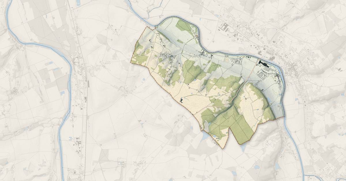 Portrait cartographique de Buxeuil : relief, eau, forêts, bâti et voies, calculés à partir des données de l'IGN