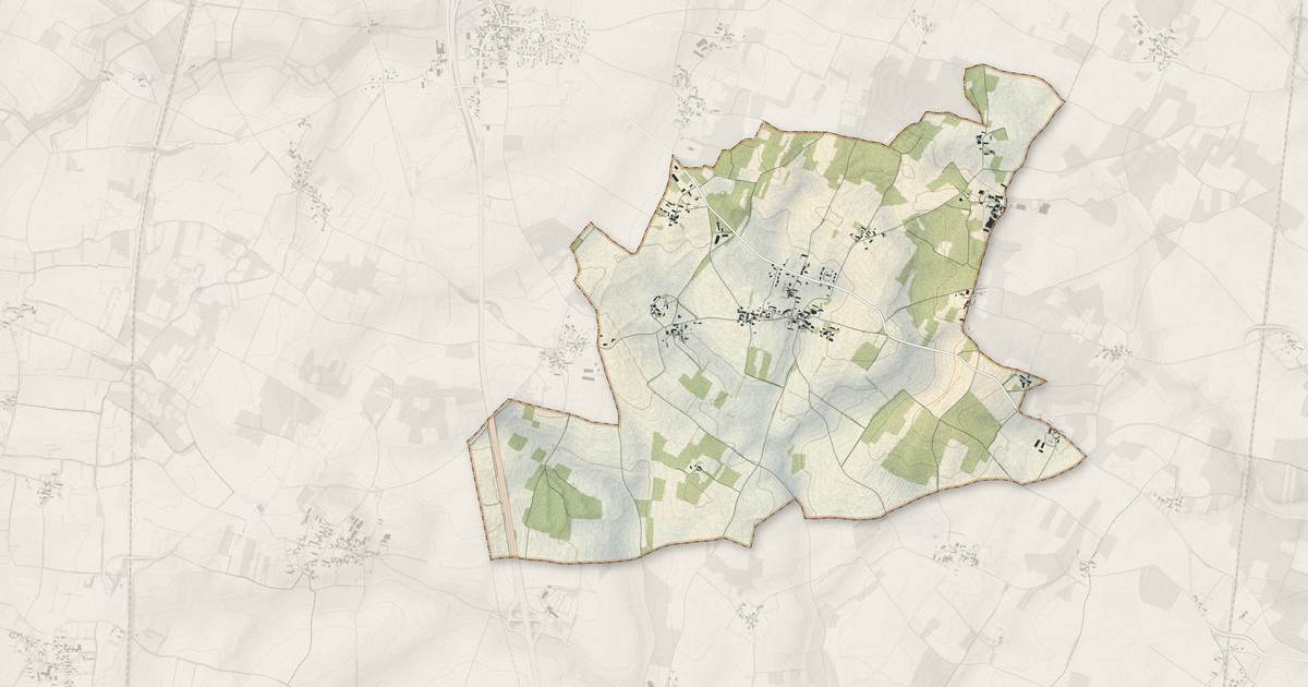 Portrait cartographique de Champagné-le-Sec : relief, eau, forêts, bâti et voies, calculés à partir des données de l'IGN