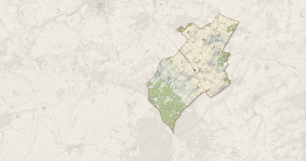 Portrait cartographique de La Roche-Rigault : relief, eau, forêts, bâti et voies, calculés à partir des données de l'IGN