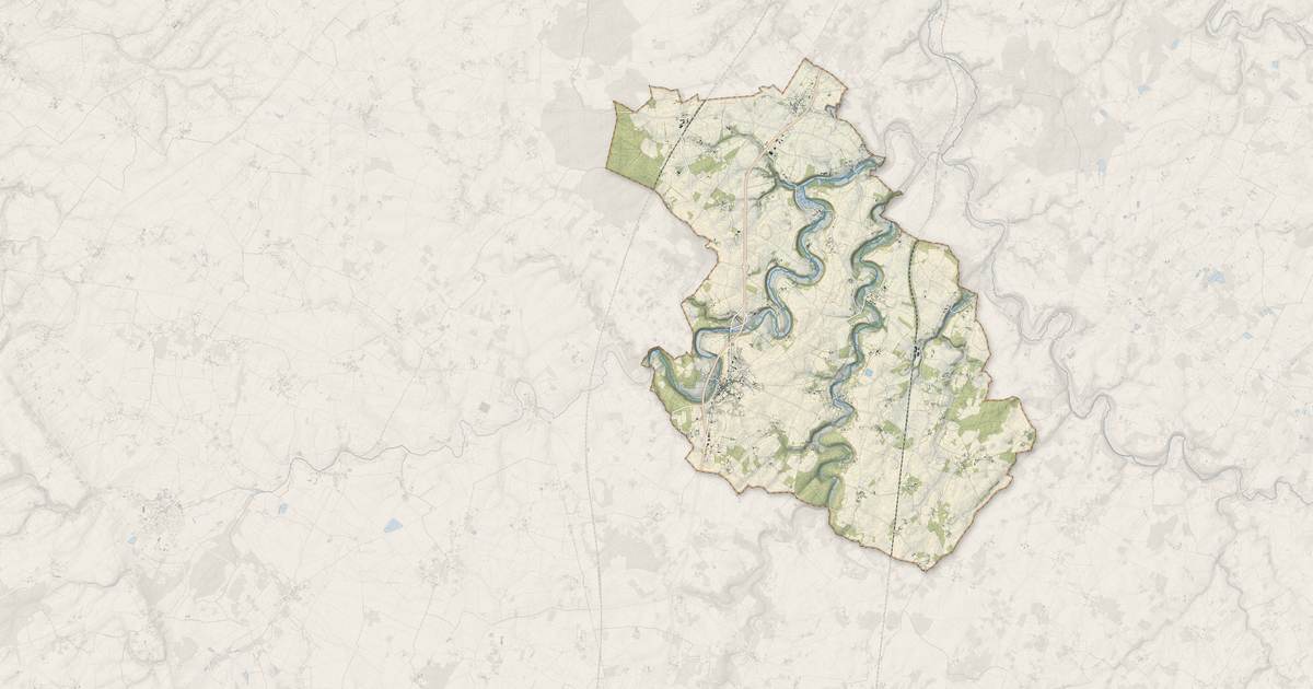 Portrait cartographique de Valence-en-Poitou : relief, eau, forêts, bâti et voies, calculés à partir des données de l'IGN