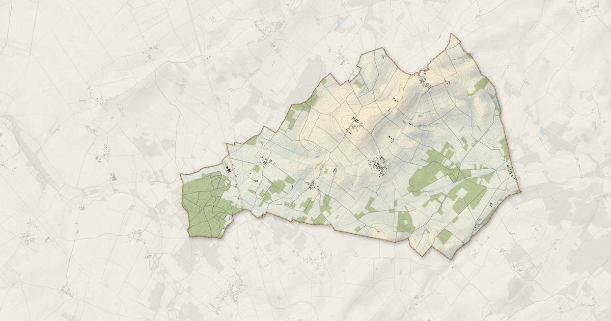 Portrait cartographique de Coussay : relief, eau, forêts, bâti et voies, calculés à partir des données de l'IGN