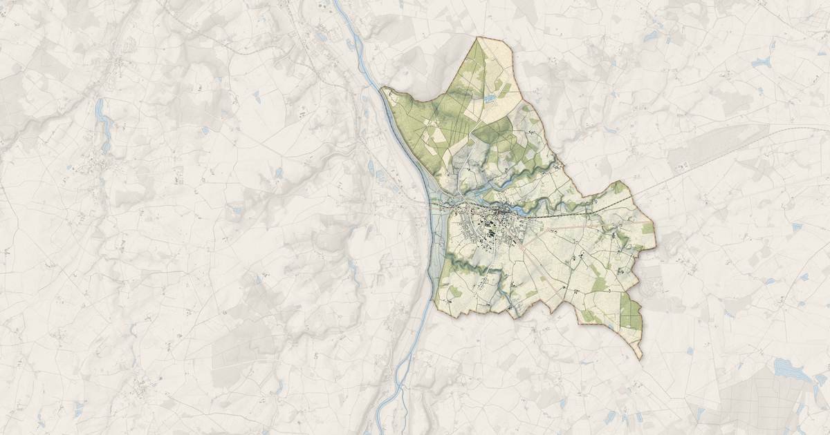 Portrait cartographique de Lussac-les-Châteaux : relief, eau, forêts, bâti et voies, calculés à partir des données de l'IGN