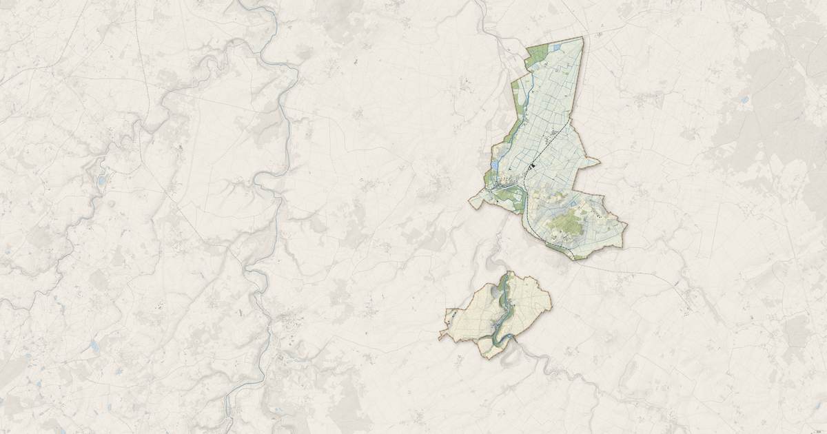 Portrait cartographique de Moncontour : relief, eau, forêts, bâti et voies, calculés à partir des données de l'IGN