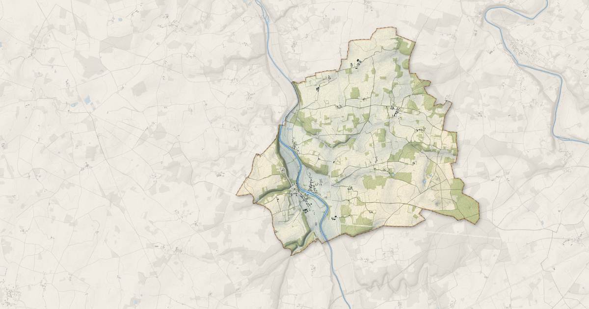 Portrait cartographique de Nalliers : relief, eau, forêts, bâti et voies, calculés à partir des données de l'IGN