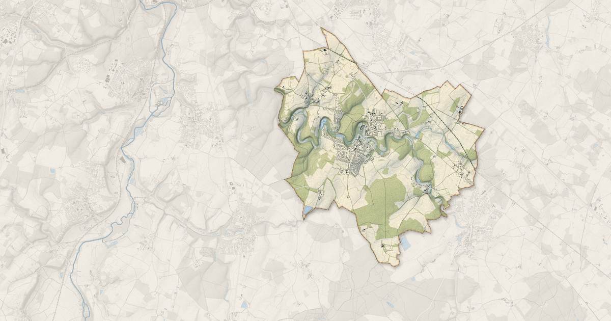 Portrait cartographique de Nouaillé-Maupertuis : relief, eau, forêts, bâti et voies, calculés à partir des données de l'IGN