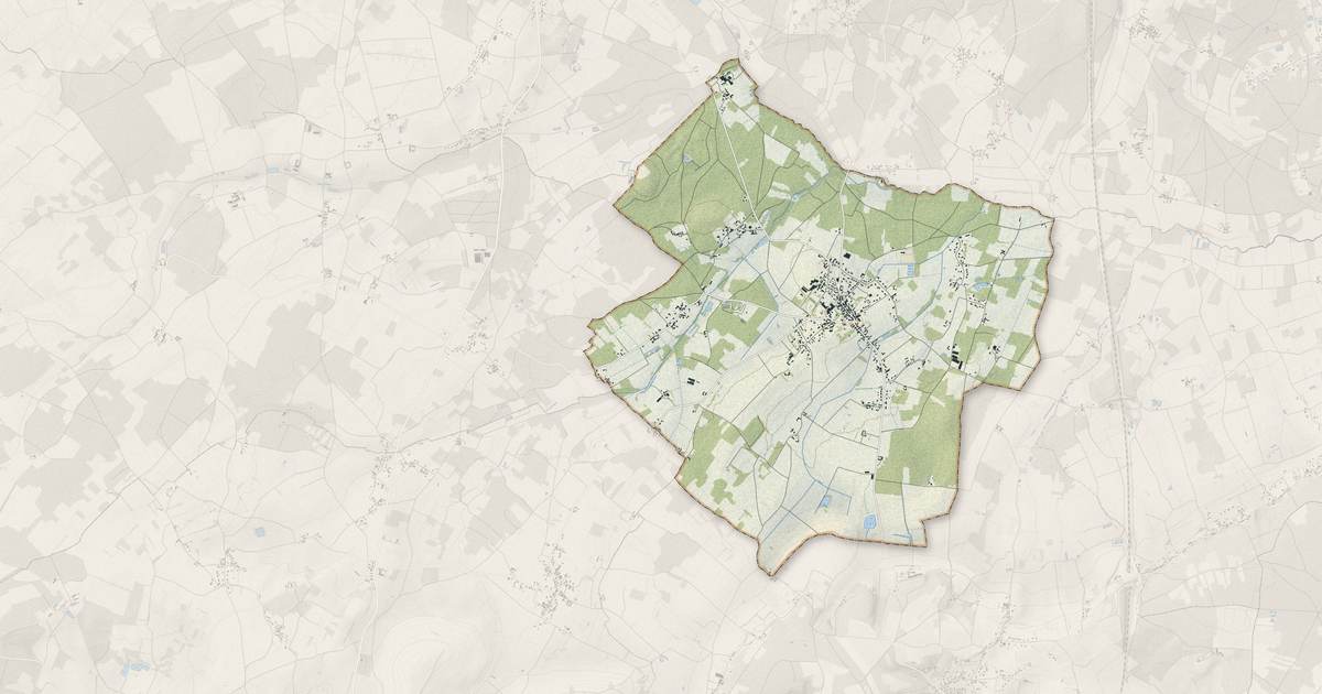 Portrait cartographique de Ouzilly : relief, eau, forêts, bâti et voies, calculés à partir des données de l'IGN