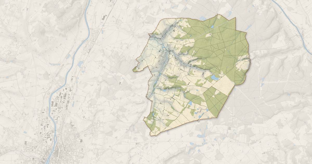 Portrait cartographique de Oyré : relief, eau, forêts, bâti et voies, calculés à partir des données de l'IGN