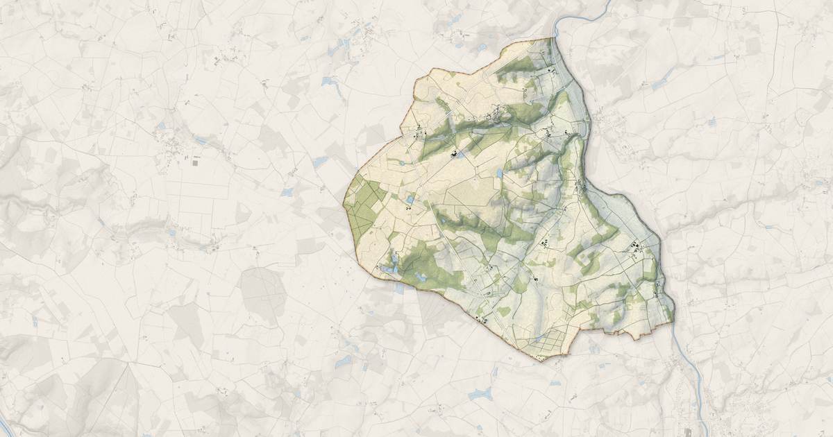 Portrait cartographique de Pindray : relief, eau, forêts, bâti et voies, calculés à partir des données de l'IGN