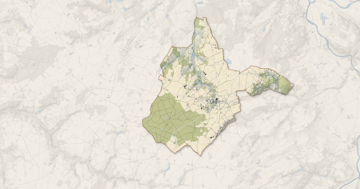 Portrait cartographique de Pleumartin : relief, eau, forêts, bâti et voies, calculés à partir des données de l'IGN