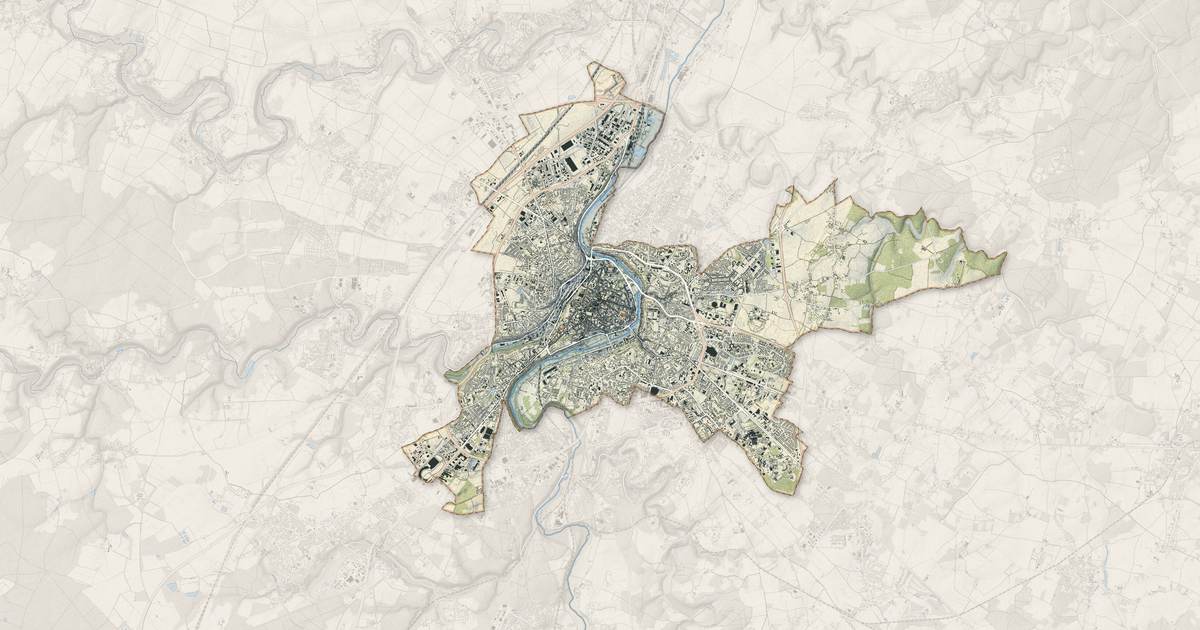 Portrait cartographique de Poitiers : relief, eau, forêts, bâti et voies, calculés à partir des données de l'IGN