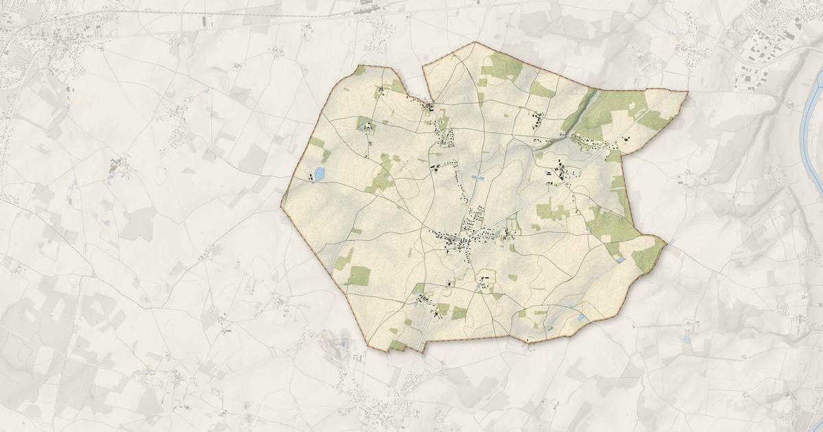 Portrait cartographique de Pouillé : relief, eau, forêts, bâti et voies, calculés à partir des données de l'IGN