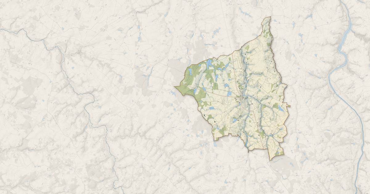 Portrait cartographique de Pressac : relief, eau, forêts, bâti et voies, calculés à partir des données de l'IGN