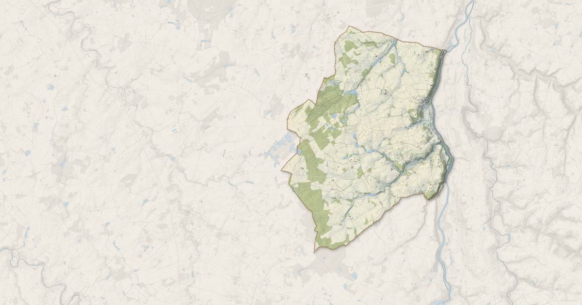 Portrait cartographique de Queaux : relief, eau, forêts, bâti et voies, calculés à partir des données de l'IGN