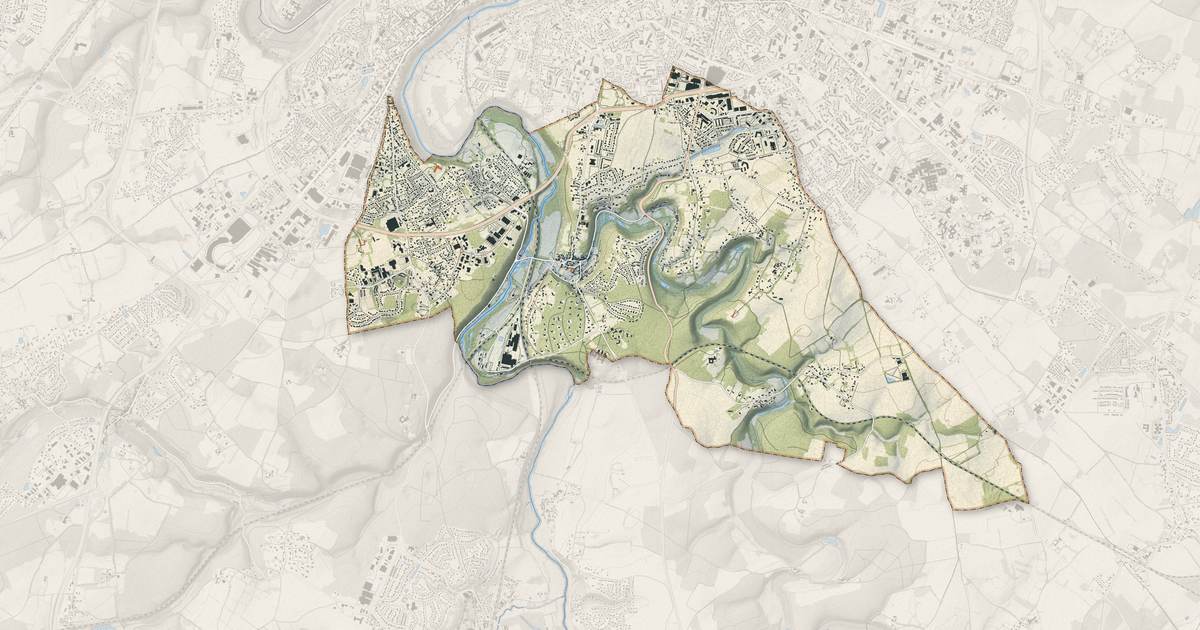Portrait cartographique de Saint-Benoît : relief, eau, forêts, bâti et voies, calculés à partir des données de l'IGN