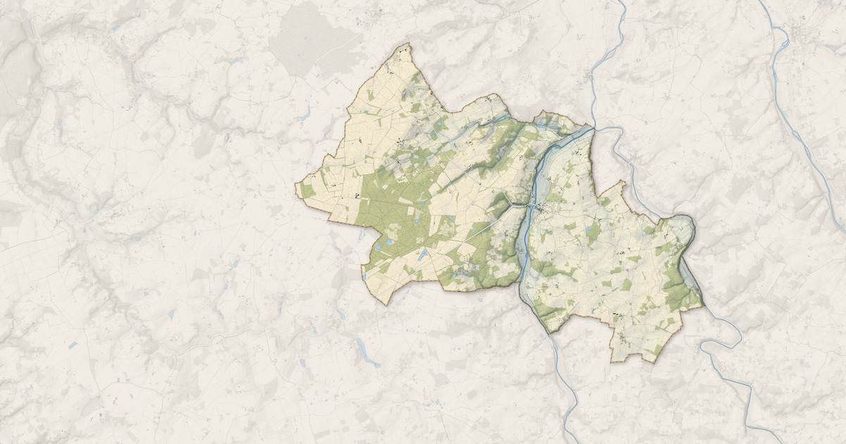 Portrait cartographique de Saint-Pierre-de-Maillé : relief, eau, forêts, bâti et voies, calculés à partir des données de l'IGN