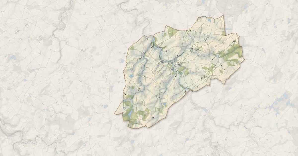 Portrait cartographique de Saint-Secondin : relief, eau, forêts, bâti et voies, calculés à partir des données de l'IGN