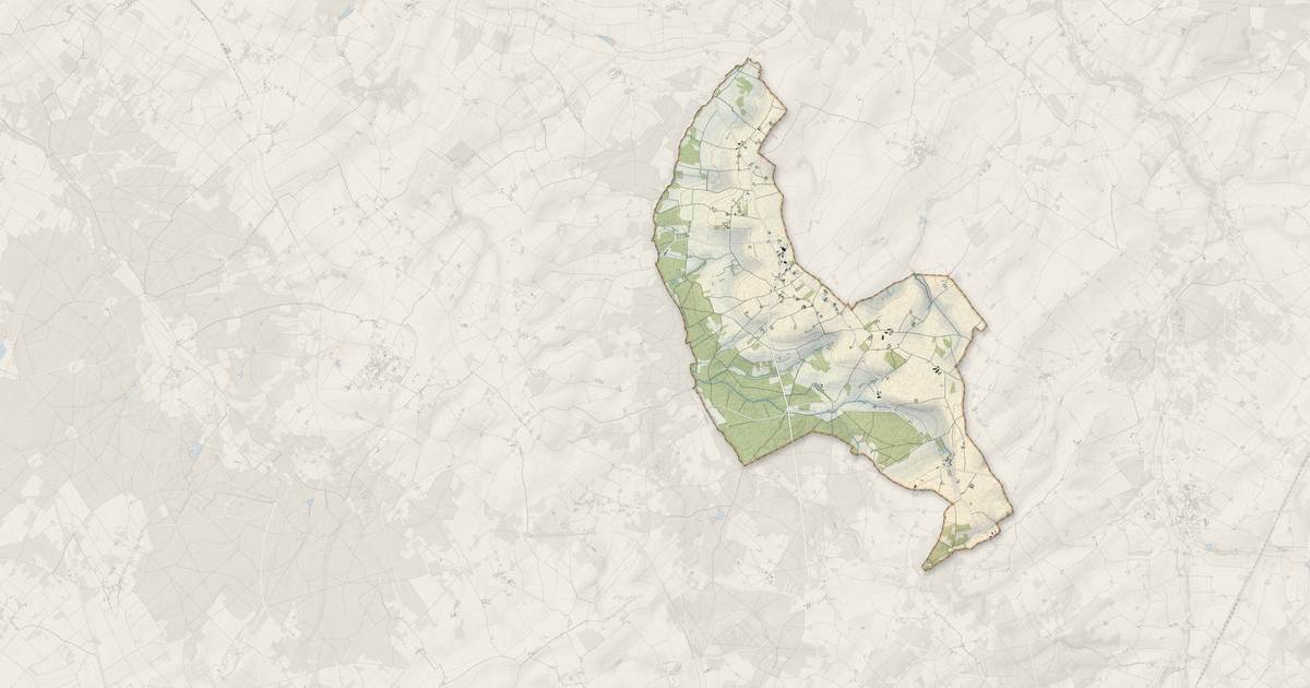 Portrait cartographique de Sérigny : relief, eau, forêts, bâti et voies, calculés à partir des données de l'IGN