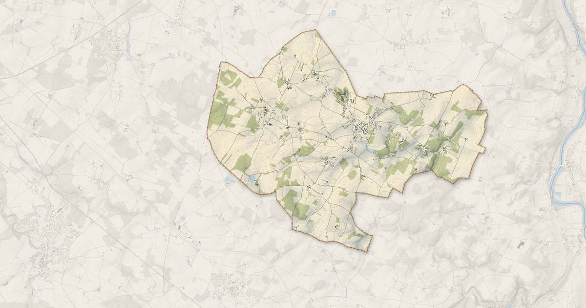 Portrait cartographique de Tercé : relief, eau, forêts, bâti et voies, calculés à partir des données de l'IGN